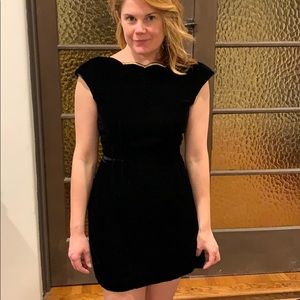 Black velvet vintage dress with gold lining